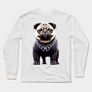 Cute Cream Pug in Panther Costume - Adorable Pug Dressed as a Fierce Jungle Cat Long Sleeve T-Shirt